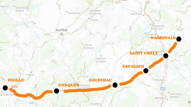 Carte détaillée du GR65 - Via Compostela. Carte Voie du Puy en Velay - GR65 Compostelle